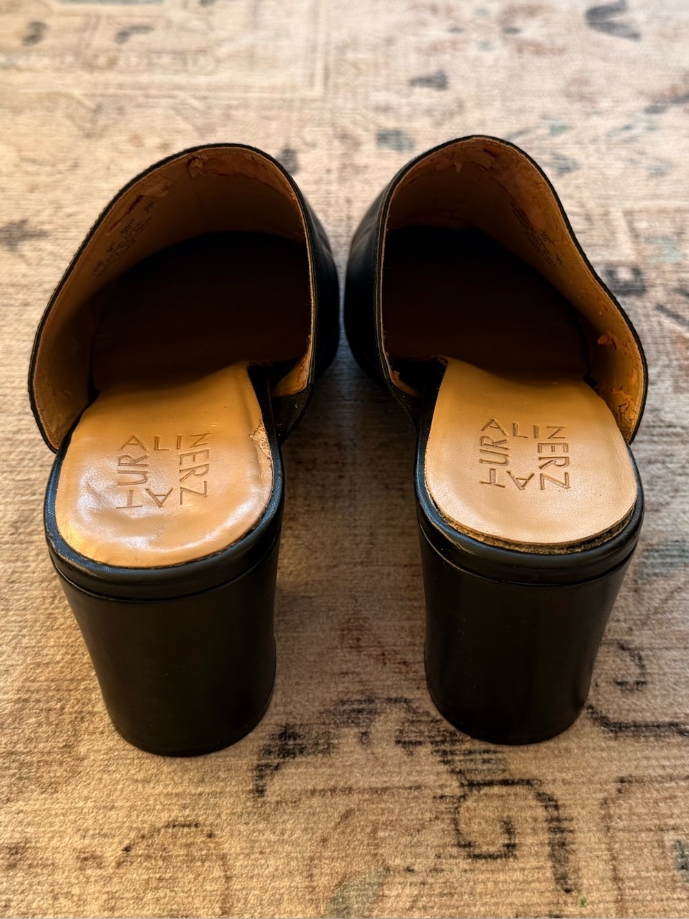 Naturalizer Black Leather Slip-On Mule Heels - Picture 4 of 5